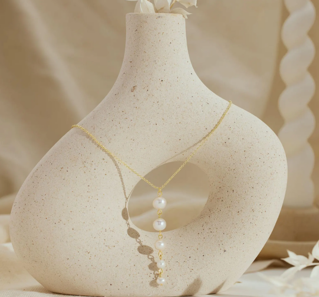 Gold Plated Pearl Drop Necklace